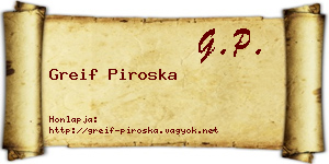 Greif Piroska névjegykártya